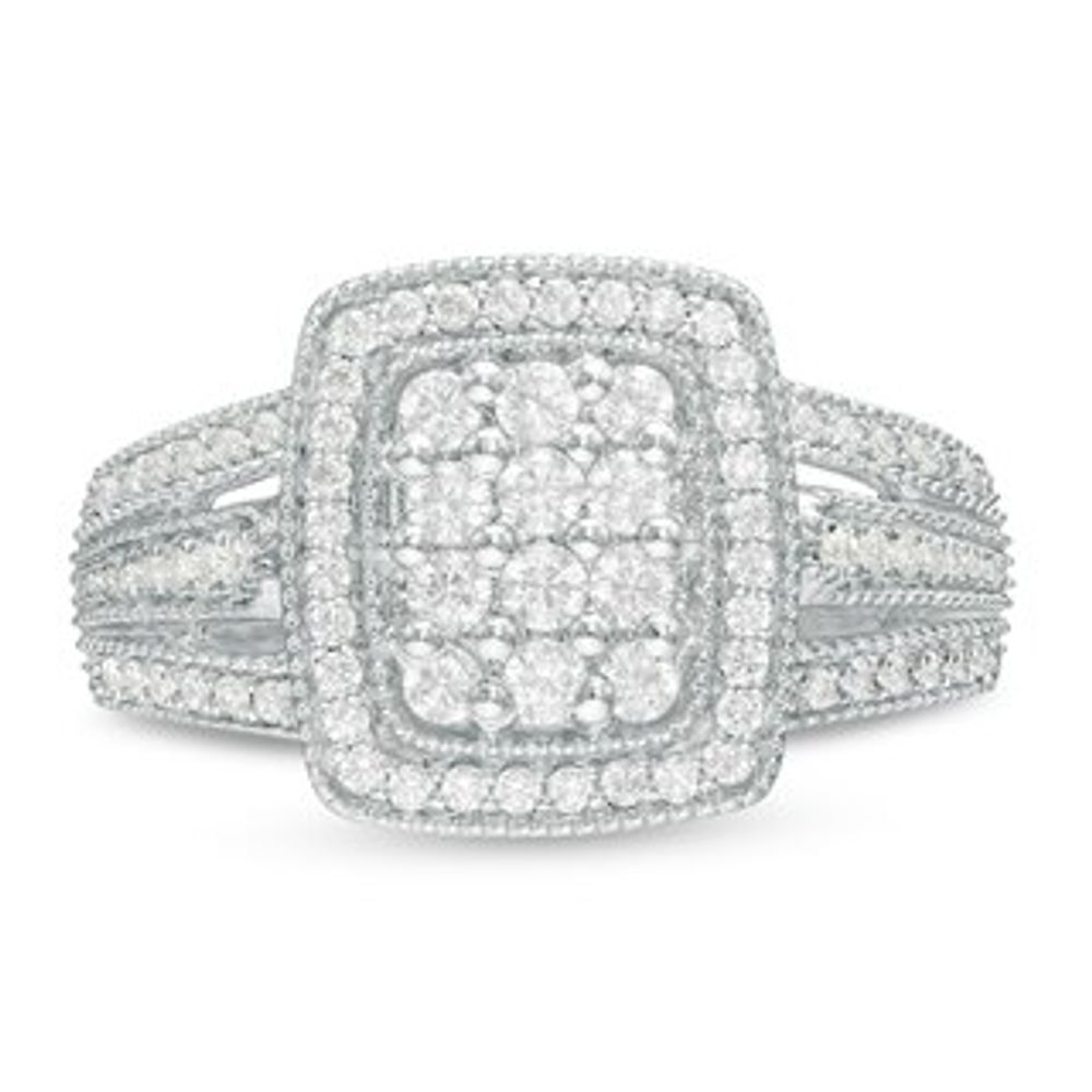 0.50 CT. T.W. Composite Diamond Rectangular Frame Ring in 10K White Gold|Peoples Jewellers