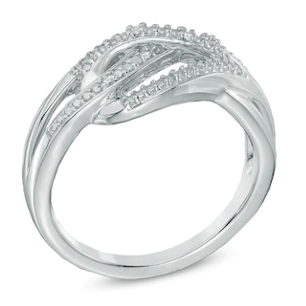 Diamond Accent Layered Loose Knot Ring in Sterling Silver|Peoples Jewellers