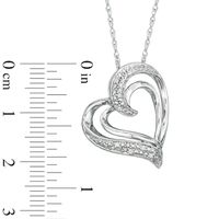 Diamond Accent Layered Tilted Heart Pendant in Sterling Silver|Peoples Jewellers