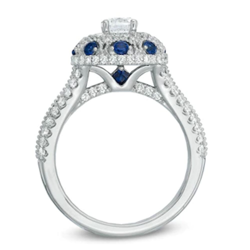 Vera Wang Love Collection 1.17 CT. T.W. Diamond and Blue Sapphire Frame Ring in 14K White Gold|Peoples Jewellers