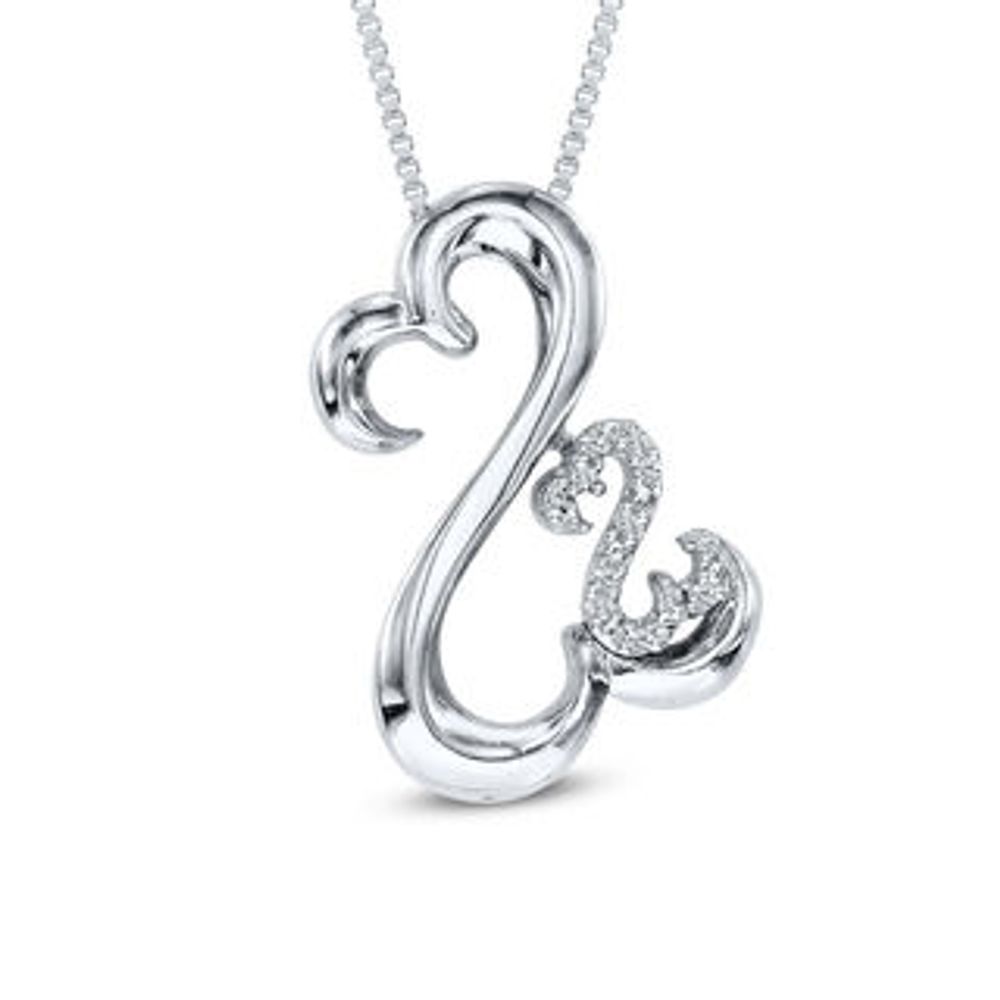 Open Hearts Family by Jane Seymour™ Diamond Accent Tilted Motherly Love Pendant in Sterling Silver|Peoples Jewellers