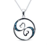 Open Hearts Waves by Jane Seymour™ Enhanced Blue Diamond Accent Circle Pendant in Sterling Silver|Peoples Jewellers