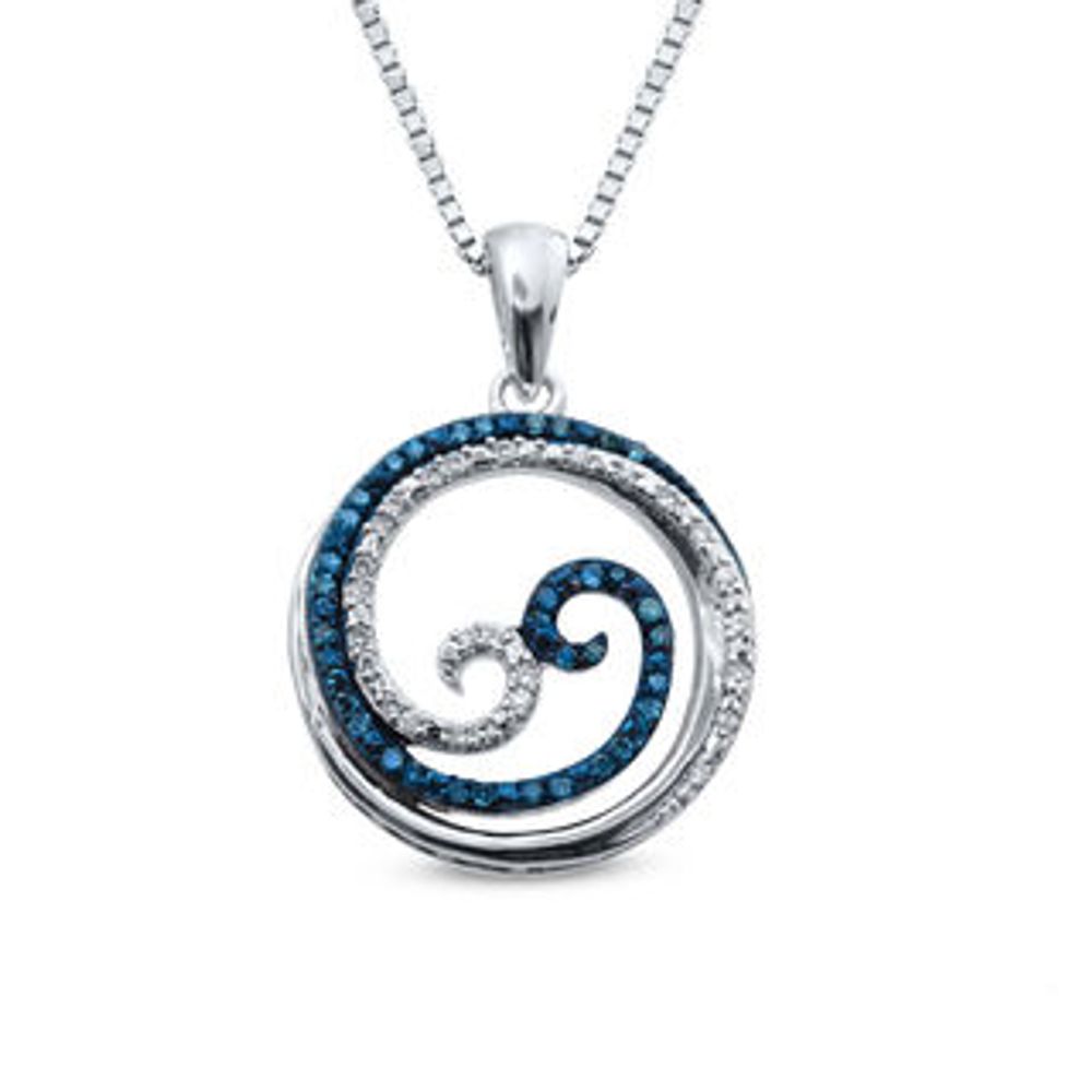 Open Hearts Waves by Jane Seymour™ 0.15 CT. T.W. Diamond Double Row Circle Pendant in Sterling Silver|Peoples Jewellers