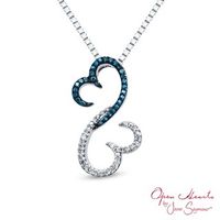 Open Hearts Family by Jane Seymour™ 0.15 CT. T.W. Enhanced Blue and White Diamond Pendant in Sterling Silver|Peoples Jewellers
