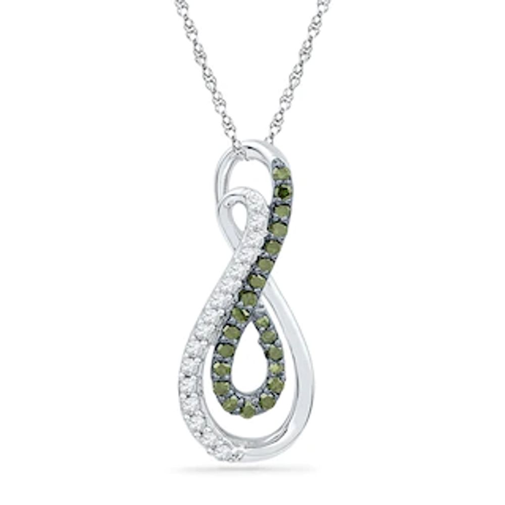 CT. T.W. Enhanced Green and White Diamond Double Infinity Pendant in 10K White Gold|Peoples Jewellers