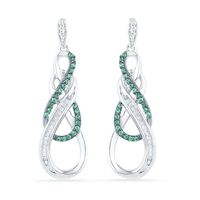 0.33 CT. T.W. Enhanced Green and White Diamond Infinity Drop Earrings in 10K White Gold|Peoples Jewellers