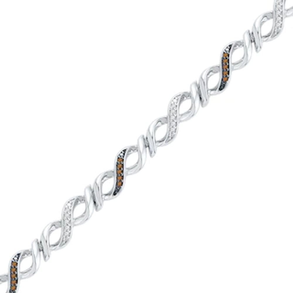 0.25 CT. T.W. Champagne and White Diamond Infinity Link Bracelet in 10K White Gold - 7.25"|Peoples Jewellers