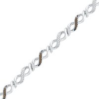 0.25 CT. T.W. Champagne and White Diamond Infinity Link Bracelet in 10K White Gold - 7.25"|Peoples Jewellers
