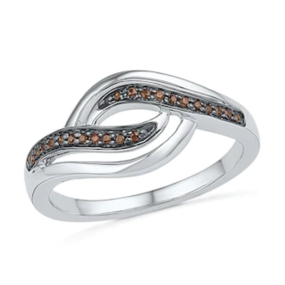0.10 CT. T.W. Champagne Diamond Open Wave Ring in Sterling Silver|Peoples Jewellers