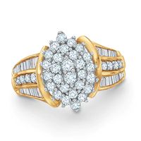 1.00 CT. T.W. Diamond Marquise Cluster Ring in 10K Gold|Peoples Jewellers