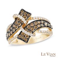 Le Vian Chocolate Diamonds® 1.17 CT. T.W. Diamond Wrapped Bypass Ring in 14K Honey Gold™|Peoples Jewellers