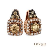 Le Vian Chocolate Diamonds® 0.44 CT. T.W. Diamond Frame Drop Earrings in 14K Strawberry Gold™|Peoples Jewellers