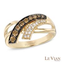 Le Vian Chocolate Diamonds® 0.40 CT. T.W. Diamond Side Sweep Ring in 14K Honey Gold™|Peoples Jewellers