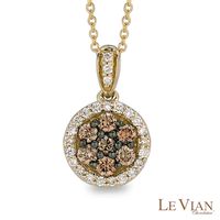 Le Vian Chocolate Diamonds® 0.51 CT. T.W. Diamond Frame Cluster Pendant in 14K Honey Gold™|Peoples Jewellers
