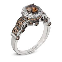Le Vian Chocolate Diamonds® 1.22 CT. T.W. Diamond Frame Scroll Ring in 14K Vanilla Gold™|Peoples Jewellers