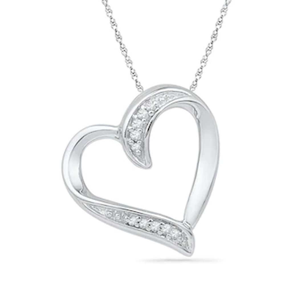 Zales Diamond Accent Three Stone Tilted Heart Pendant in 10K Rose Gold |  Westland Mall
