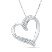Diamond Accent Tilted Heart Pendant in 10K White Gold|Peoples Jewellers