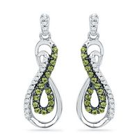 0.20 CT. T.W. Enhanced Green and White Diamond Double Infinity Drop Earrings in 10K White Gold|Peoples Jewellers