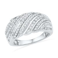 0.50 CT. T.W. Diamond Slant Rows Band in 10K White Gold|Peoples Jewellers