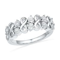 0.10 CT. T.W. Diamond Double Row Infinity Band in Sterling Silver|Peoples Jewellers