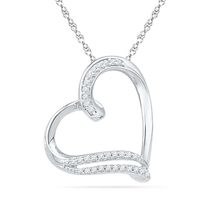 0.10 CT. T.W. Diamond Tilted Heart Pendant in Sterling Silver|Peoples Jewellers