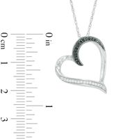 0.13 CT. T.W. Enhanced Black and White Diamond Tilted Heart Pendant in Sterling Silver|Peoples Jewellers