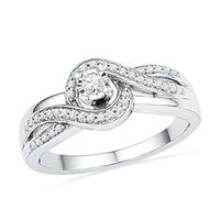 0.20 CT. T.W. Diamond Spiral Frame Promise Ring in Sterling Silver|Peoples Jewellers