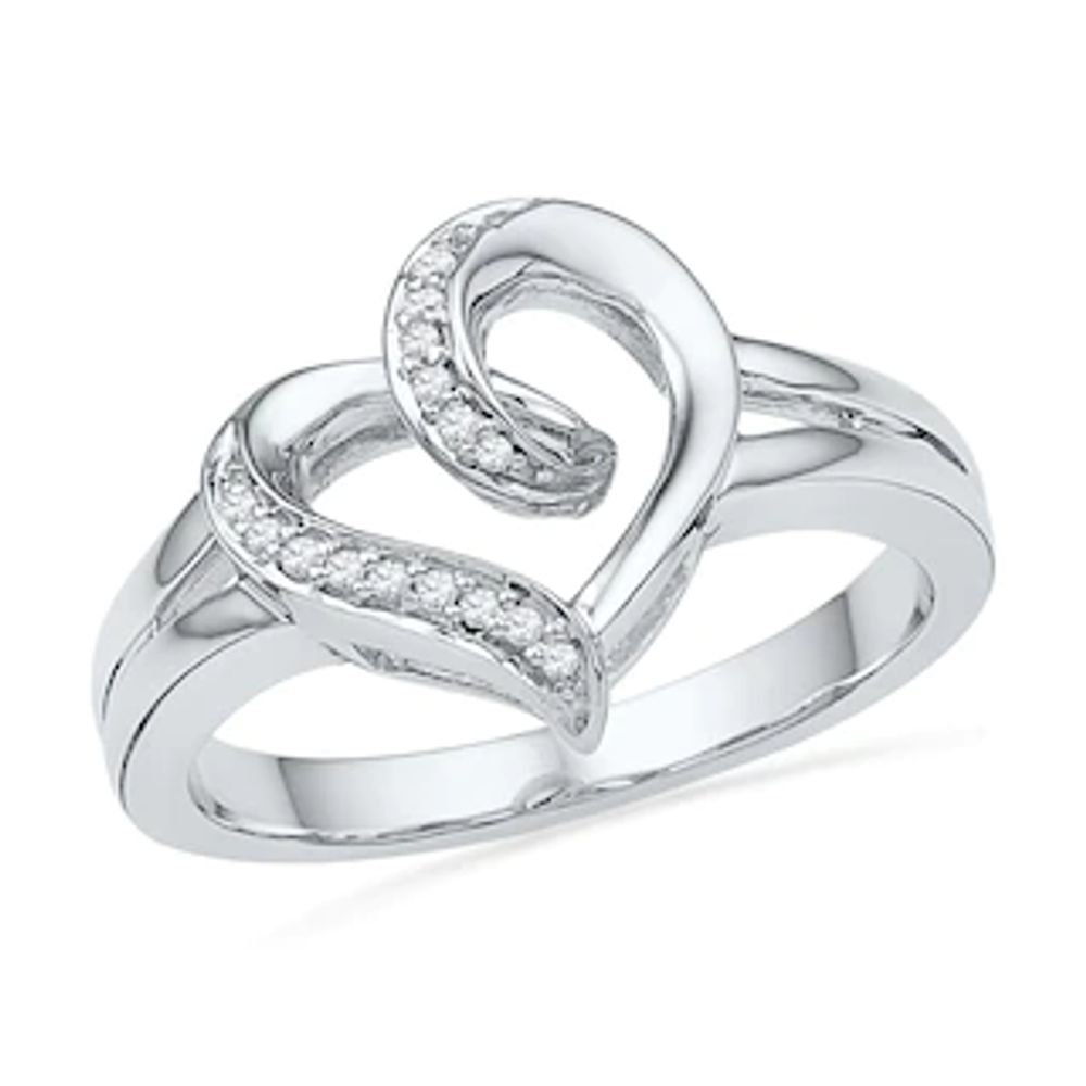 Diamond Accent Looping Heart Ring in Sterling Silver|Peoples Jewellers