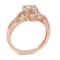 Oval Morganite and 0.09 CT. T.W. Diamond Twist Ring in 10K Rose Gold|Peoples Jewellers