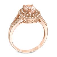 Oval Morganite and 0.18 CT. T.W. Diamond Double Frame Ring in 10K Rose Gold|Peoples Jewellers
