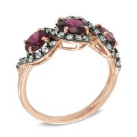 Garnet and Smoky Quartz Three Stone Frame Ring in 10K Rose Gold|Peoples Jewellers