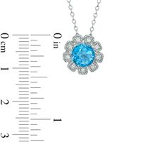 Swiss Blue Topaz and Lab-Created White Sapphire Flower Pendant and Earrings Set in Sterling Silver|Peoples Jewellers