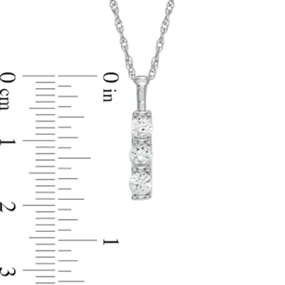 Lab-Created White Sapphire Three Stone Pendant in 10K White Gold|Peoples Jewellers