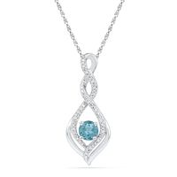 5.0mm Aquamarine and Diamond Accent Infinity Twist Pendant in 10K White Gold|Peoples Jewellers