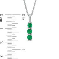 Lab-Created Emerald Three Stone Pendant in 10K White Gold|Peoples Jewellers