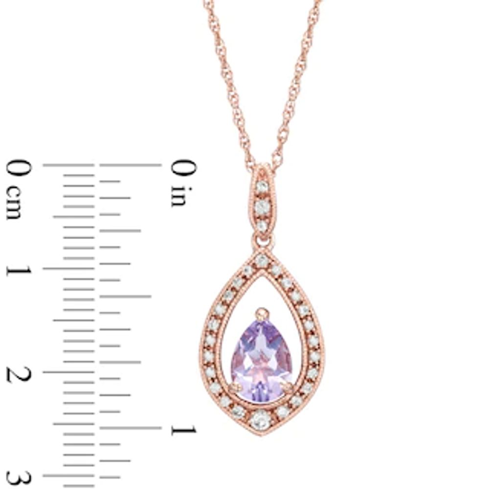 Pear-Shaped Rose de France Amethyst and Lab-Created White Sapphire Pendant in Sterling Silver with 14K Rose Gold Plate|Peoples Jewellers