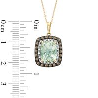 Cushion-Cut Green and Smoky Quartz with Diamond Accent Pendant in 10K Gold|Peoples Jewellers