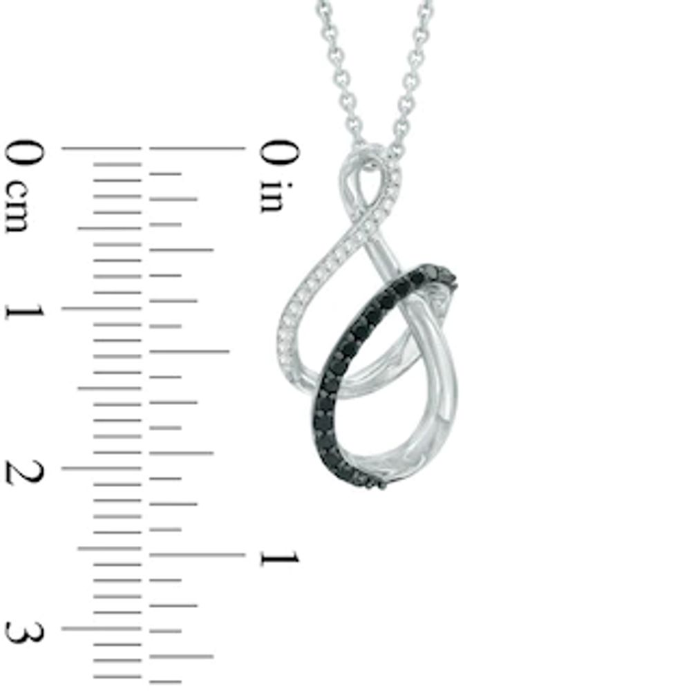 0.15 CT. T.W. Enhanced Black and White Diamond Infinity Ribbon Pendant in Sterling Silver|Peoples Jewellers