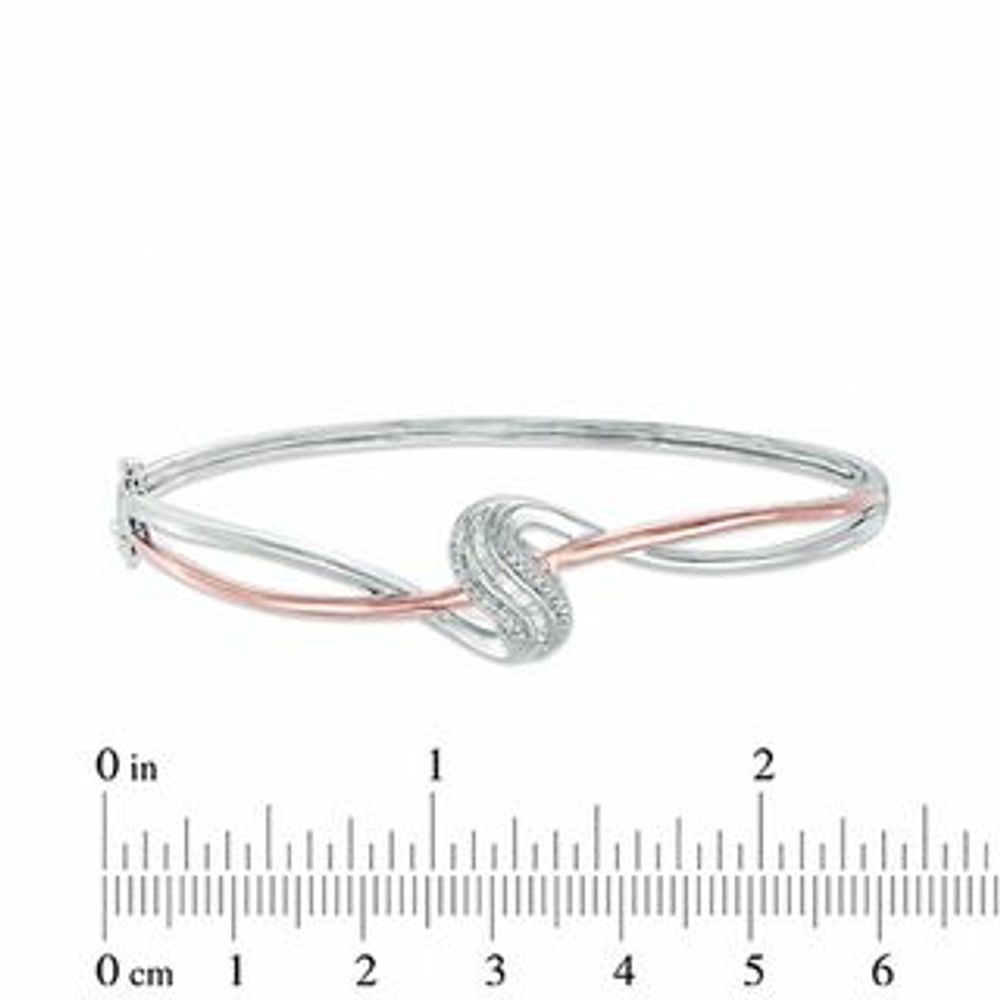 0.10 CT. T.W. Diamond Abstract Overlay Bangle in Sterling Silver and 10K Rose Gold|Peoples Jewellers