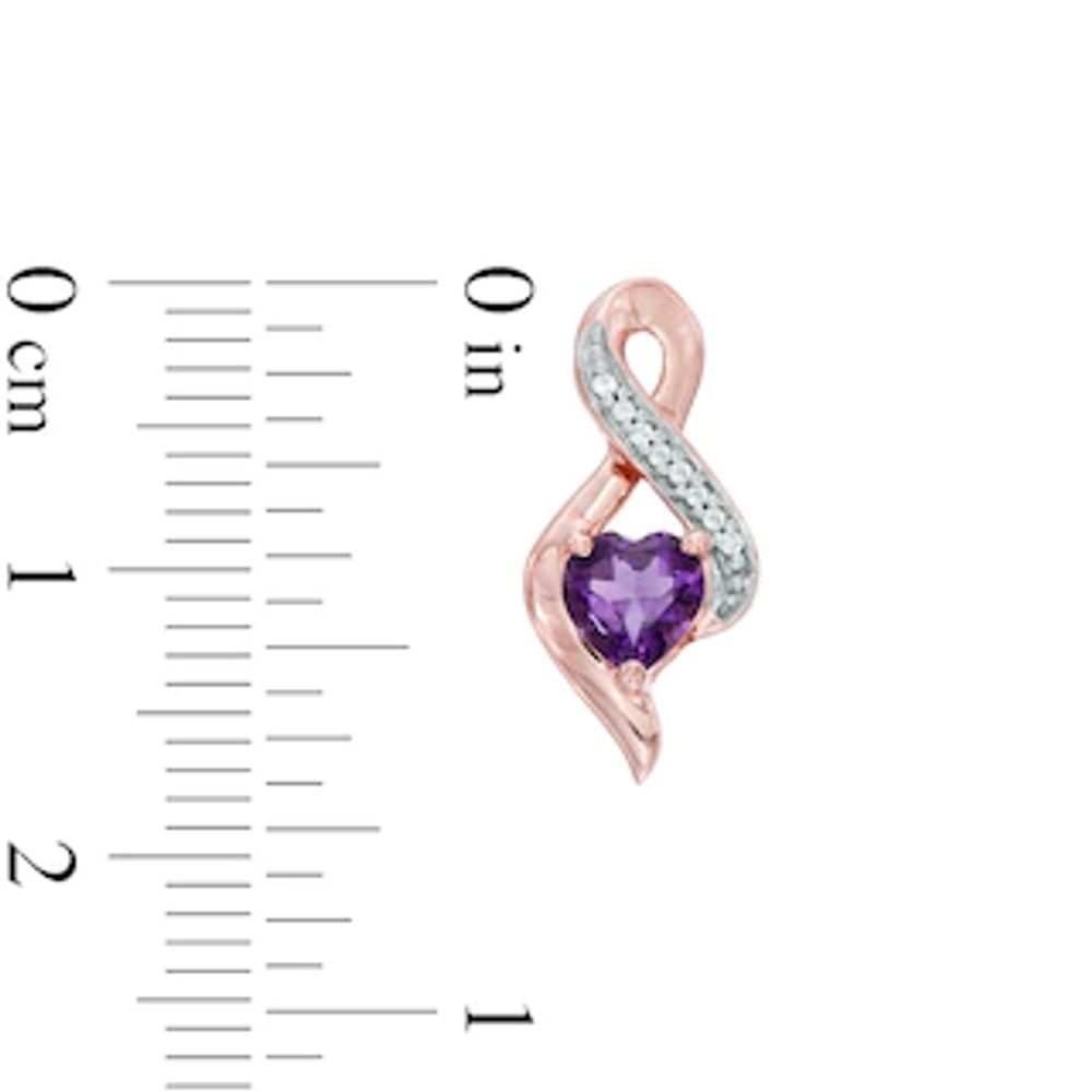 5.0mm Heart-Shaped Amethyst and Diamond Accent Infinity Drop Earrings in 10K Rose Gold|Peoples Jewellers