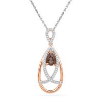Pear-Shaped Smoky Quartz and 0.16 CT. T.W. Diamond Drape Pendant in 10K Rose Gold|Peoples Jewellers