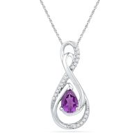 Pear-Shaped Amethyst and 0.10 CT. T.W. Diamond Infinity Loop Pendant in Sterling Silver|Peoples Jewellers