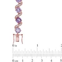 6.0mm Rose de France Amethyst and Lab-Created White Sapphire Bracelet in Sterling Silver with 18K Rose Gold Plate|Peoples Jewellers