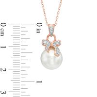 9.5mm Freshwater Cultured Pearl and Lab-Created White Sapphire Pendant in Sterling Silver with 18K Rose Gold Plate|Peoples Jewellers