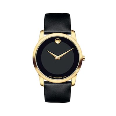 Men's Movado Museum® Classic Gold-Tone PVD Strap Watch with Black Dial (Model: 606876)|Peoples Jewellers