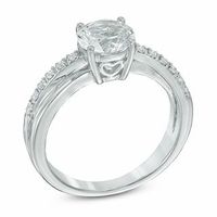 7.0mm White Lab-Created Sapphire Crossover Engagement Ring in Sterling Silver|Peoples Jewellers