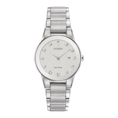 Ladies' Citizen Eco-Drive® Axiom Diamond Accent Watch with Silver-Tone Dial (Model: GA1050-51B)|Peoples Jewellers