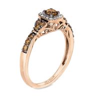 Le Vian Chocolate Diamonds® 0.51 CT. T.W. Diamond Square Frame Engagement Ring in 14K Strawberry Gold™|Peoples Jewellers