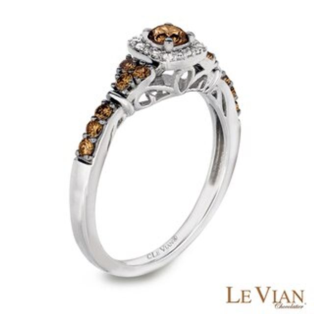 Peoples Jewellers Le Vian Chocolate Diamonds® 1.03 CT. Diamond Frame Cluster  Engagement Ring in 14K Strawberry Gold™|Peoples Jewellers Kingsway Mall