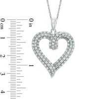 0.50 CT. T.W. Diamond Layered Ribbon Heart Pendant in Sterling Silver|Peoples Jewellers